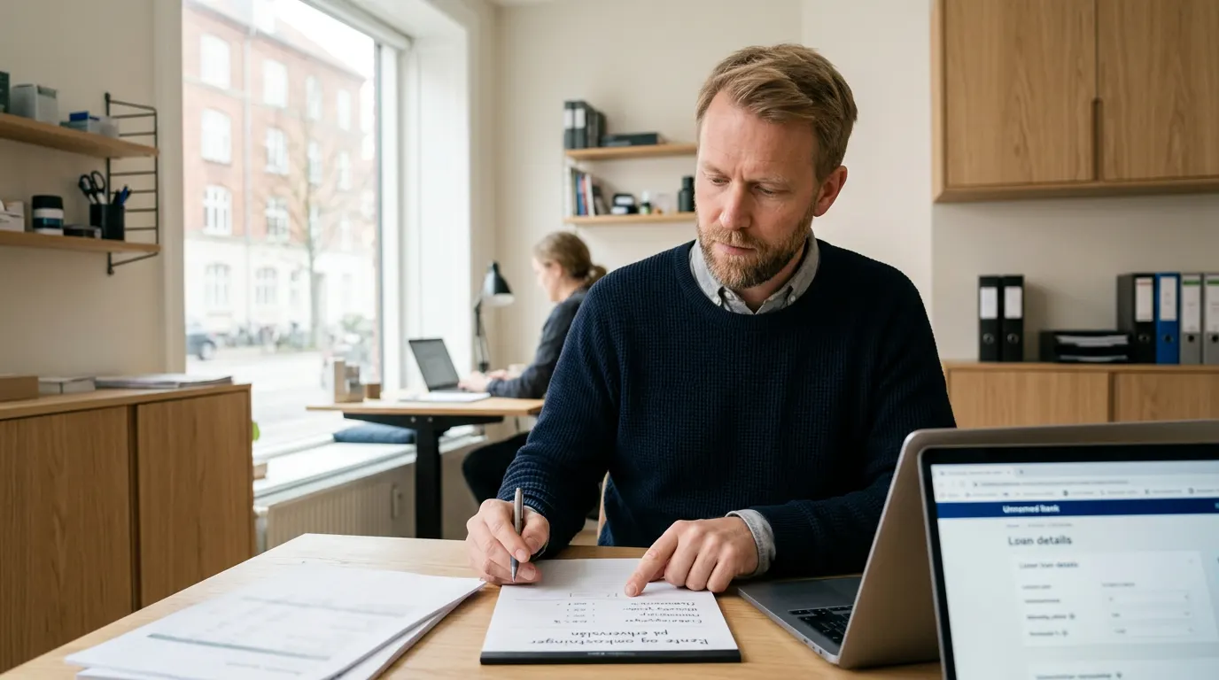 Ondernemer vergelijkt rentekosten van zakelijke financiering