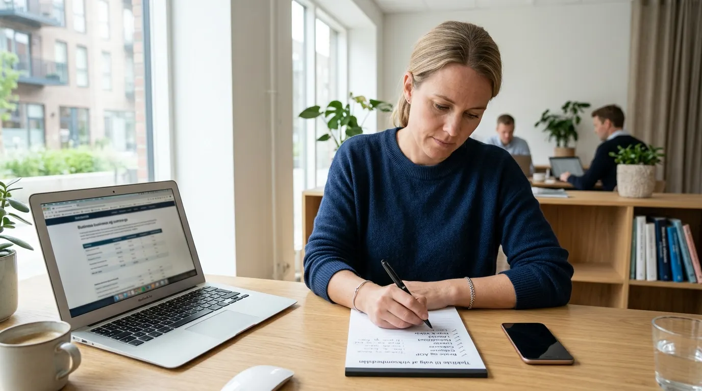 Ondernemer bekijkt voorwaarden van een bedrijfslening