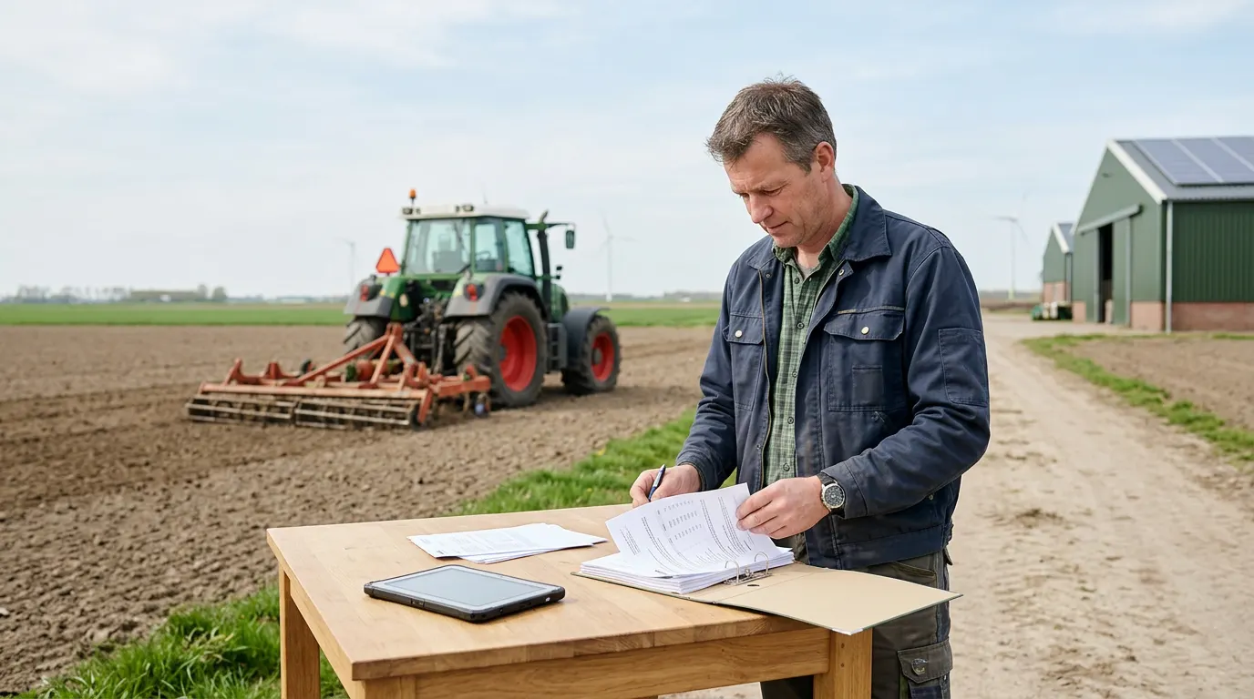 Landbouwgrond financieren Agrariër bekijkt financiering van landbouwgrond